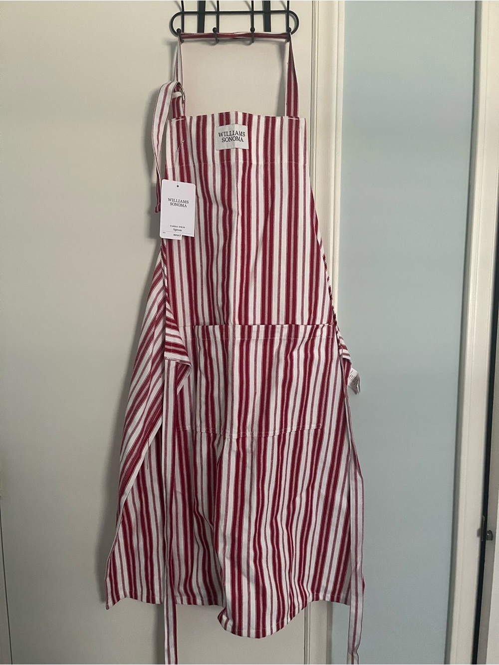 New Williams Sonoma Classic Stripe Apron Red